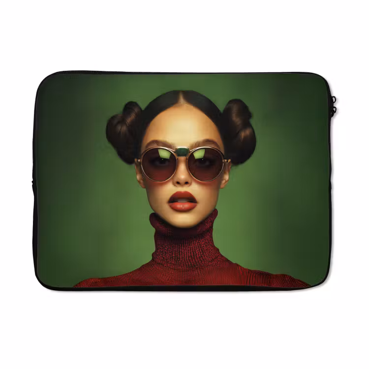 Laptophoes - Vrouw - Groen - Bril - Aesthetic - Modern — 5