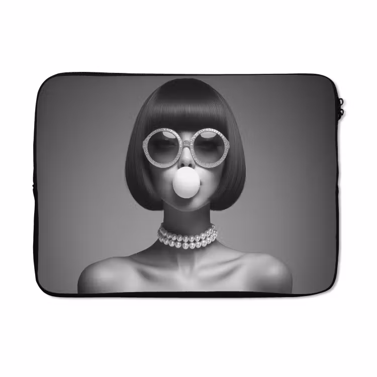 Laptophoes - Vrouw - Zwart Wit - Ketting - Zonnebril — 5