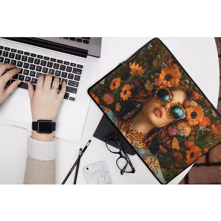 Laptophoes - Vrouwen - Bloemen - Modern - Bril - Abstract — 3