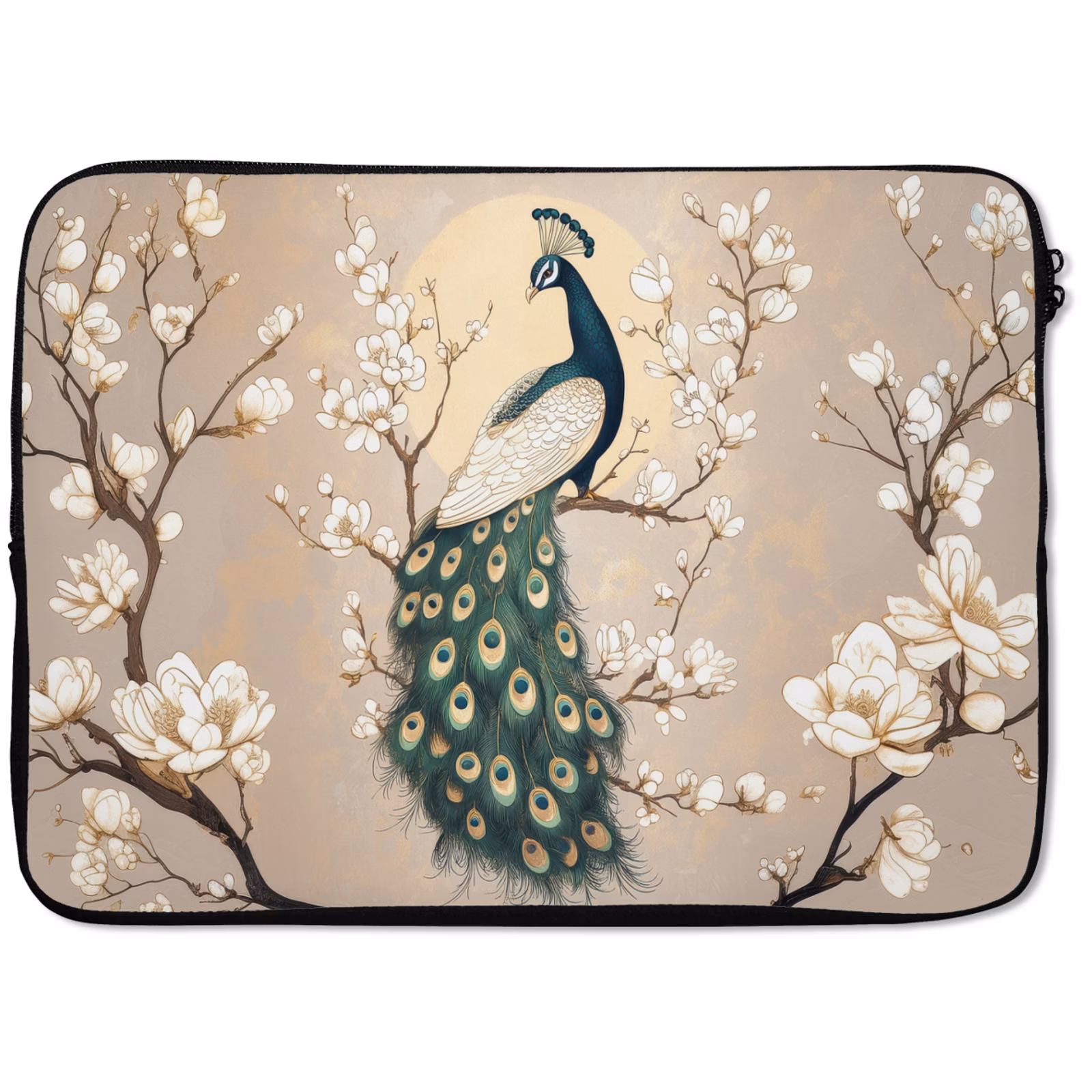 Laptophoes - Pauw - Tak - Bloemen — 1
