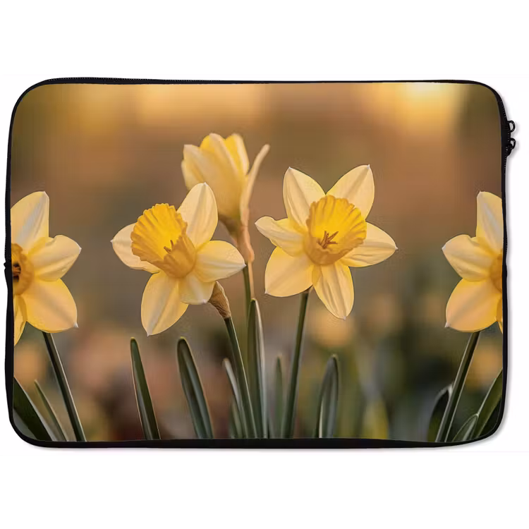 Laptophoes - Bloemen - Geel - Wazig — 1