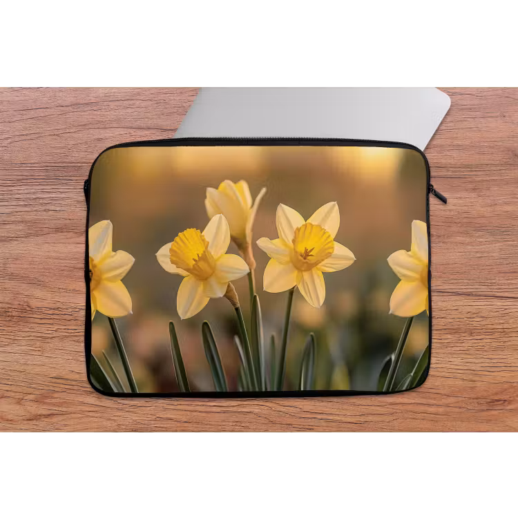 Laptophoes - Bloemen - Geel - Wazig — 2