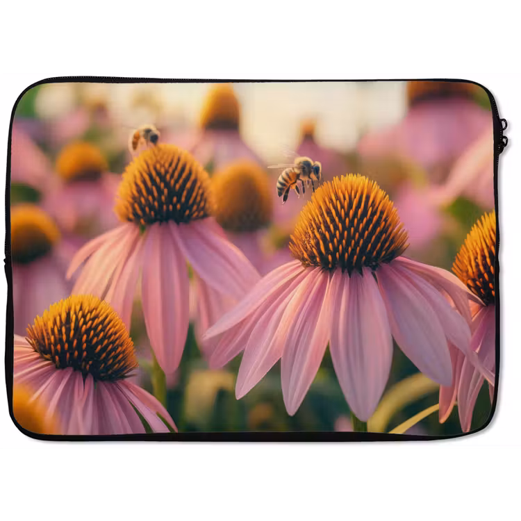 Laptophoes - Bloemen - Paars - Bijen — 1