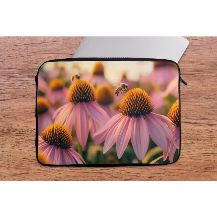 Laptophoes - Bloemen - Paars - Bijen — 2