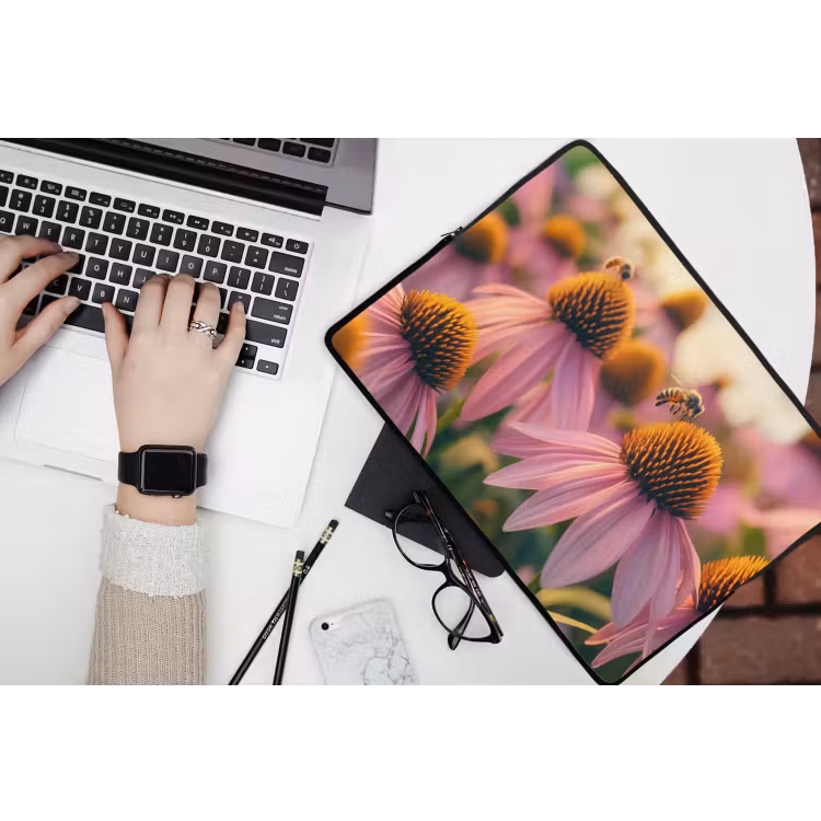 Laptophoes - Bloemen - Paars - Bijen — 3