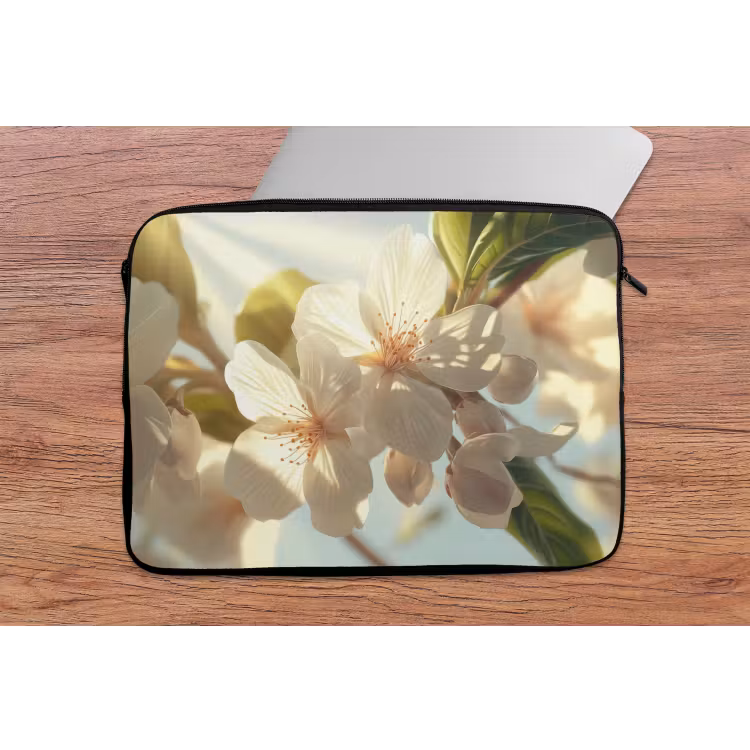 Laptophoes - Bloesems - Wit - Zonnestralen - Bloemblaadjes — 2