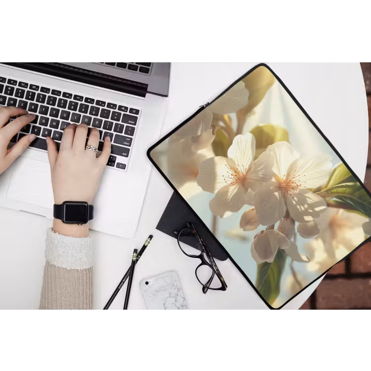 Laptophoes - Bloesems - Wit - Zonnestralen - Bloemblaadjes — 3