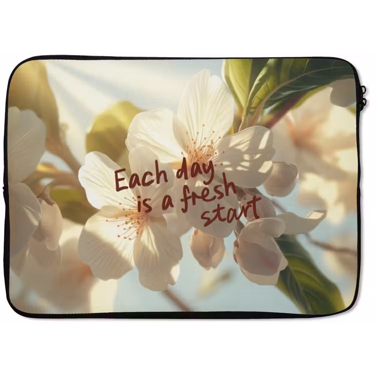 Laptophoes - Bloesems - Zonlicht - Quote - Wit — 1