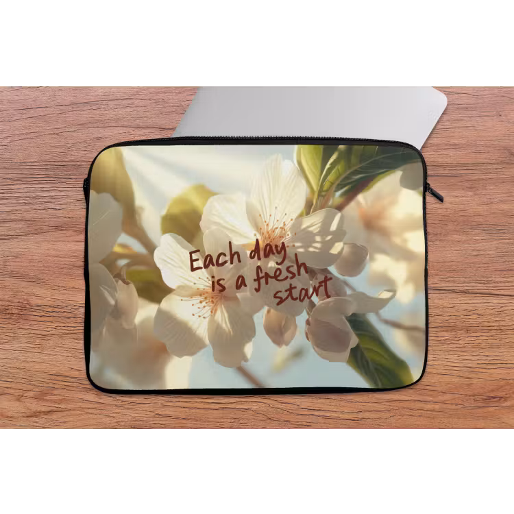 Laptophoes - Bloesems - Zonlicht - Quote - Wit — 2