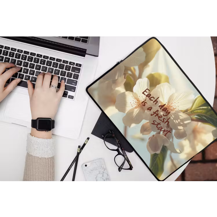 Laptophoes - Bloesems - Zonlicht - Quote - Wit — 3