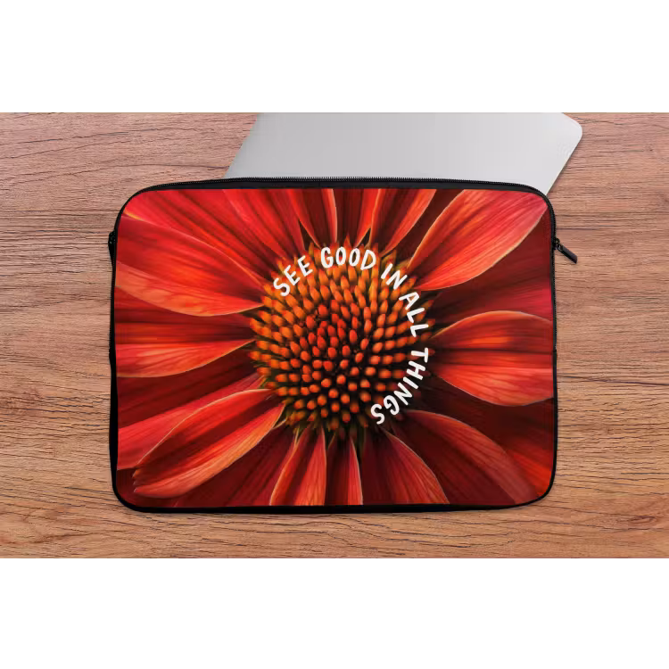 Laptophoes - Close up - Bloem - Quote - Rood — 2