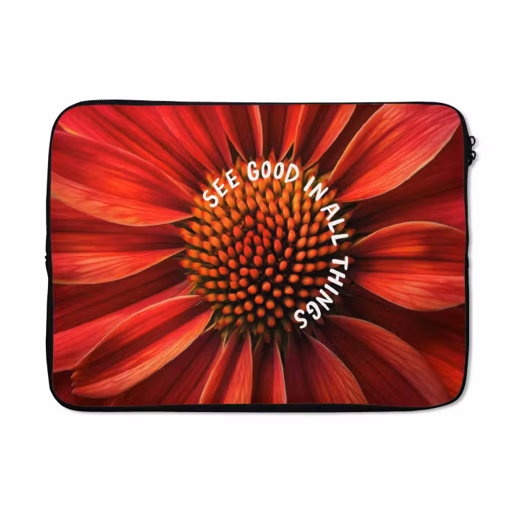 Laptophoes - Close up - Bloem - Quote - Rood — 5