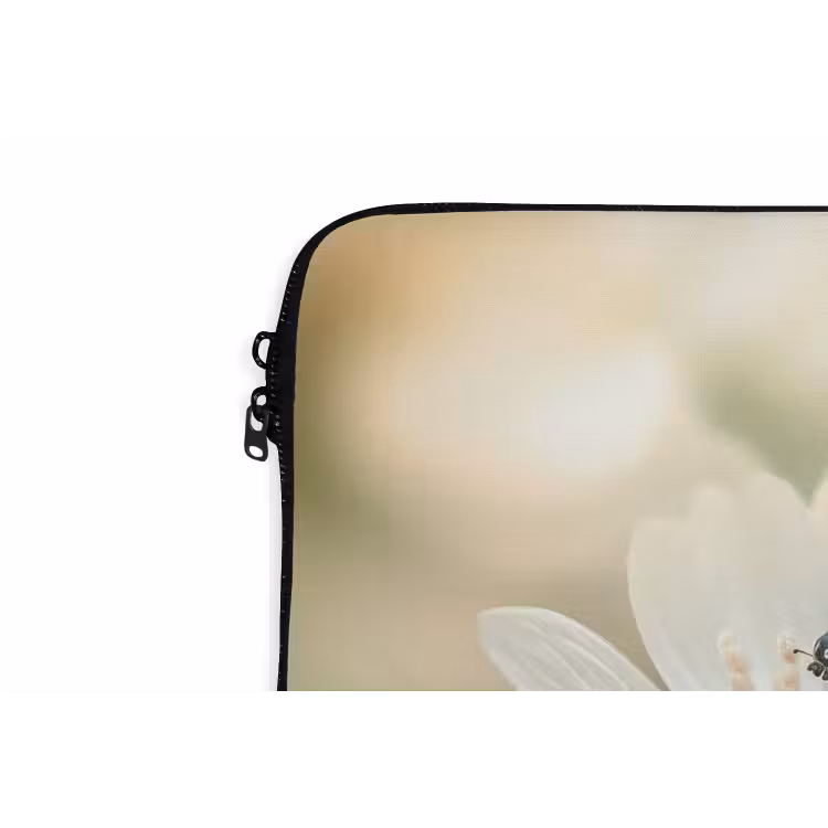 Laptophoes - Lieveheersbeestje - Bloemen - Wit — 6