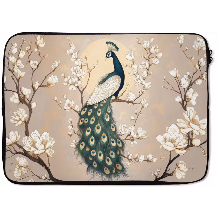 Laptophoes - Pauw - Tak - Bloemen — 1