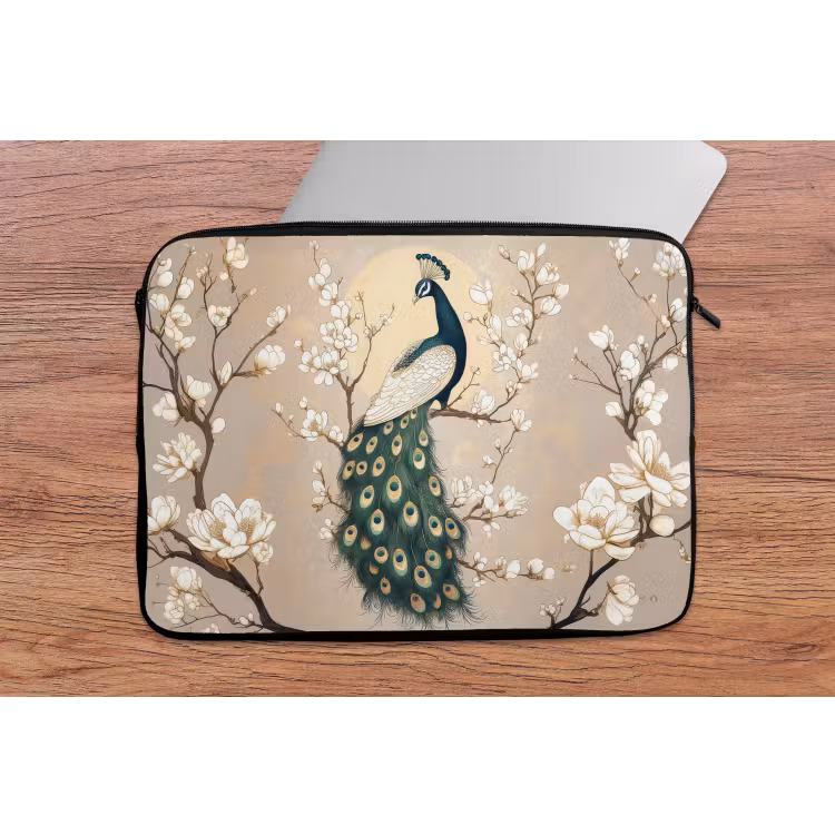 Laptophoes - Pauw - Tak - Bloemen — 2