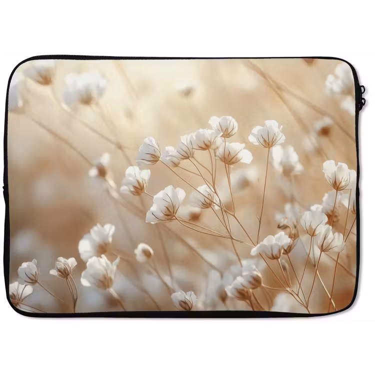 Laptophoes - Wilde - Bloemen - Wit — 1