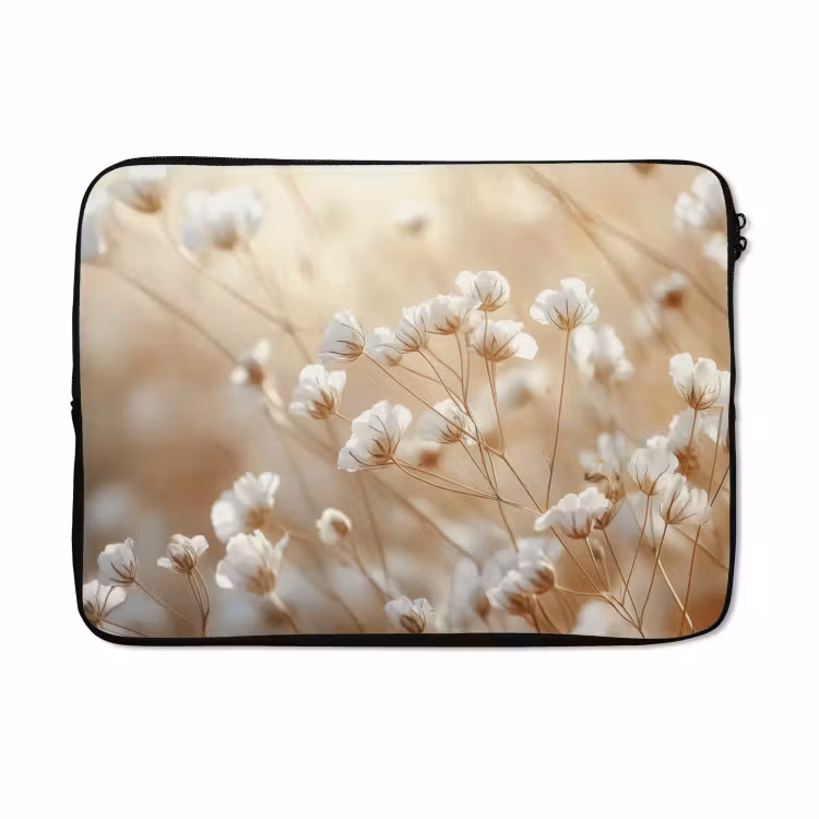 Laptophoes - Wilde - Bloemen - Wit — 5