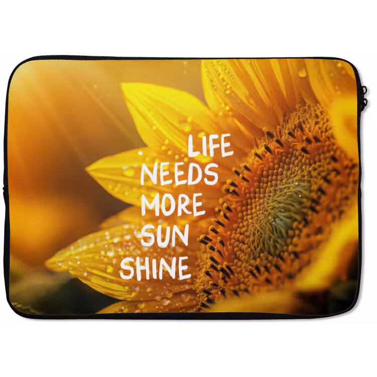 Laptophoes - Zonnebloem - Close up - Geel - Quote — 1