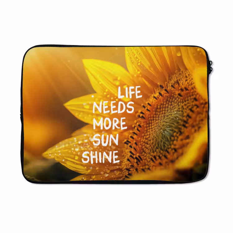 Laptophoes - Zonnebloem - Close up - Geel - Quote — 5
