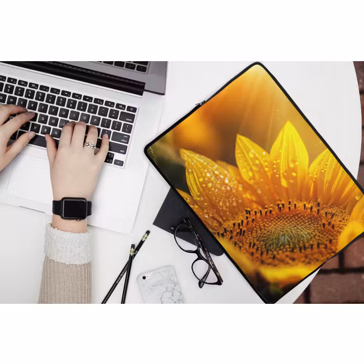 Laptophoes - Zonnebloem - Dauwdruppels - Geel - Zonlicht — 3