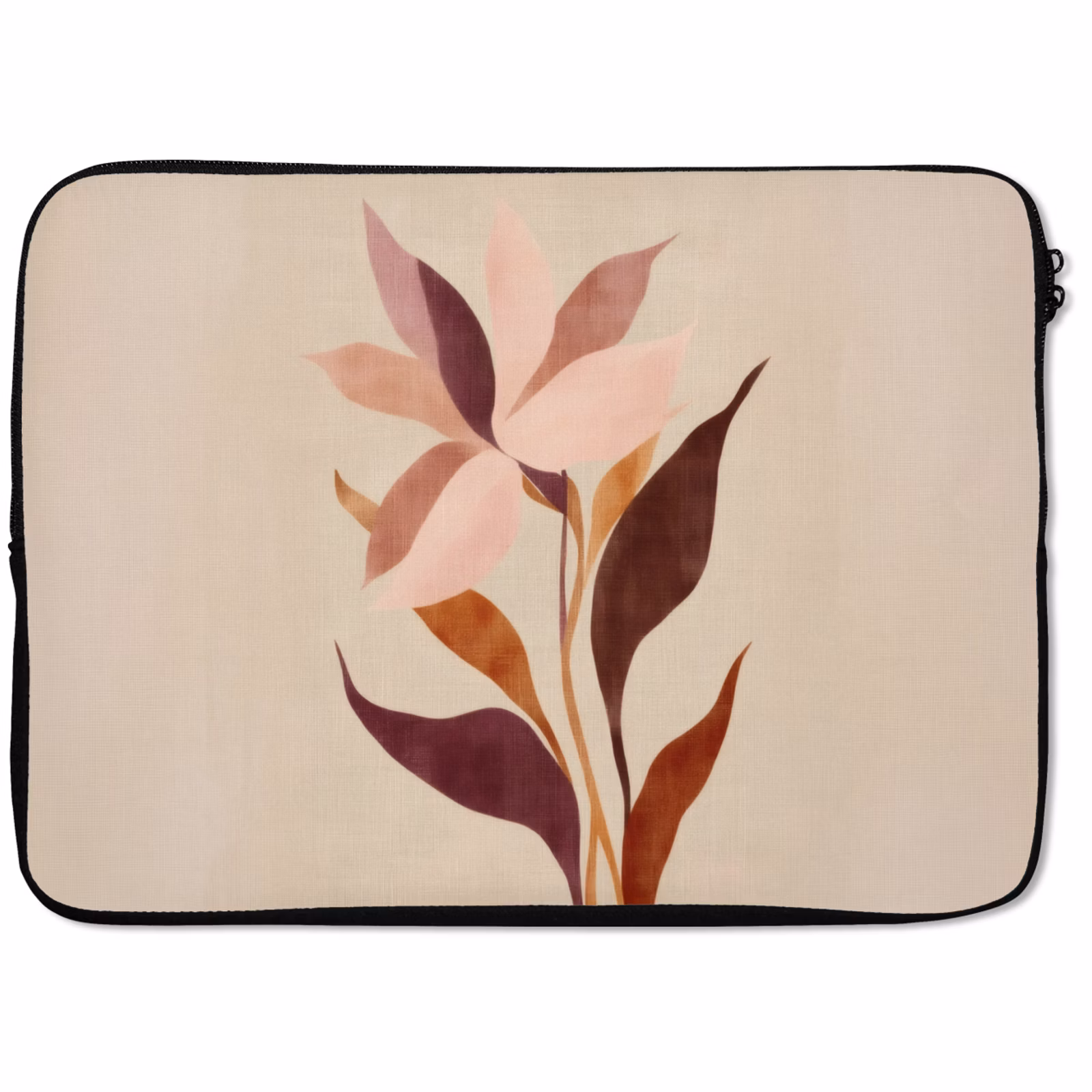 Laptophoes - Bloemen - Blaadjes - Minimalistisch - Roze — 1