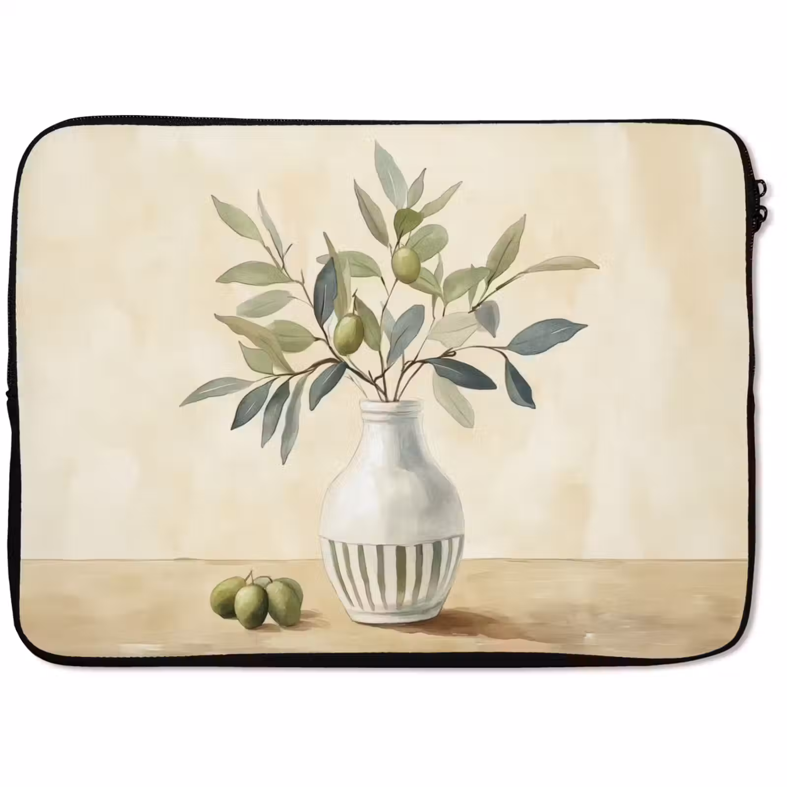 Laptophoes - Vaas - Keramiek - Olijftakken — 1
