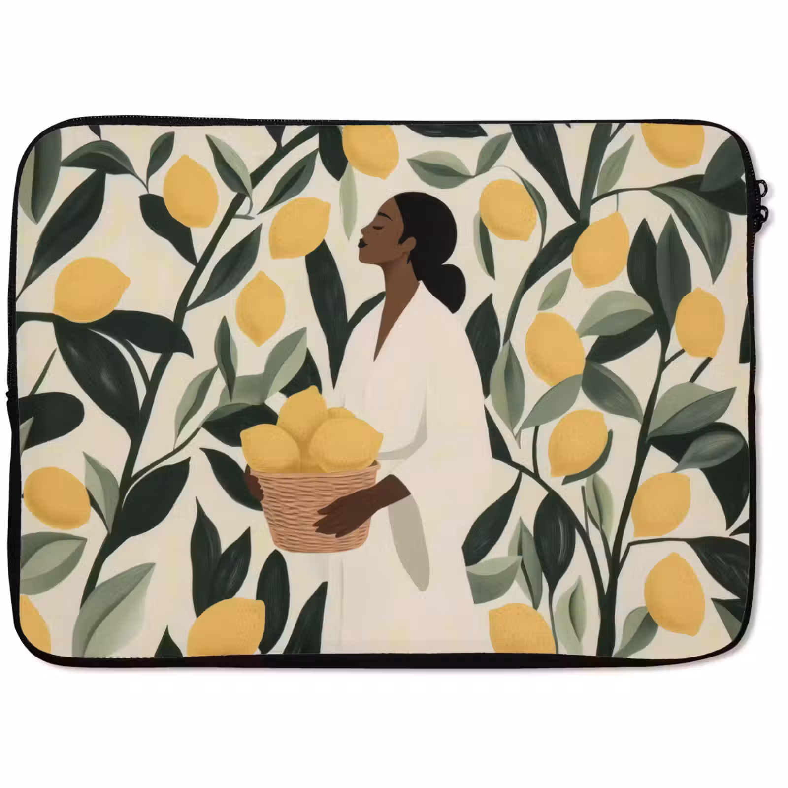 Laptophoes - Vrouw - Mand - Citroenen - Bladeren — 1