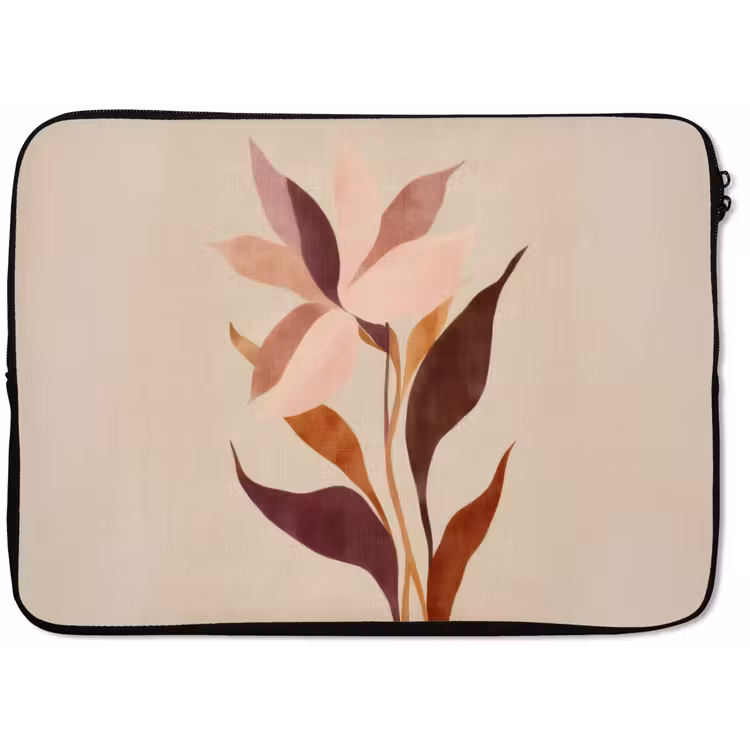 Laptophoes - Bloemen - Blaadjes - Minimalistisch - Roze — 1