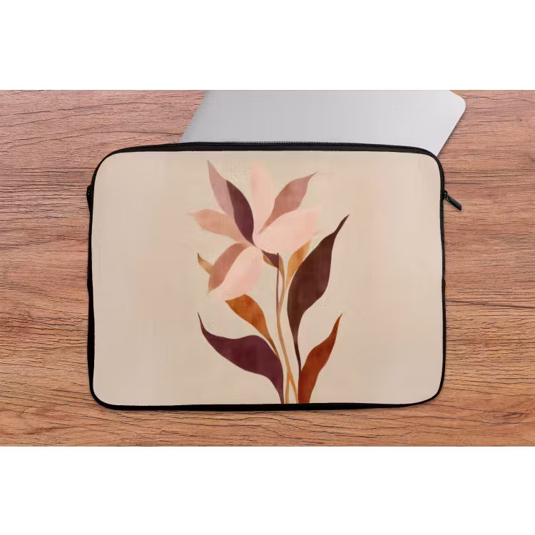 Laptophoes - Bloemen - Blaadjes - Minimalistisch - Roze — 2