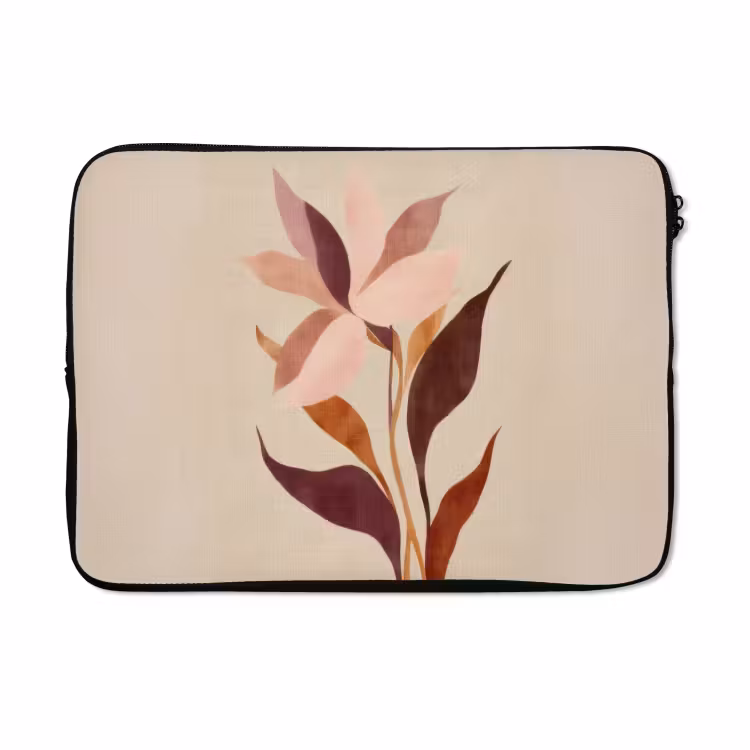 Laptophoes - Bloemen - Blaadjes - Minimalistisch - Roze — 5