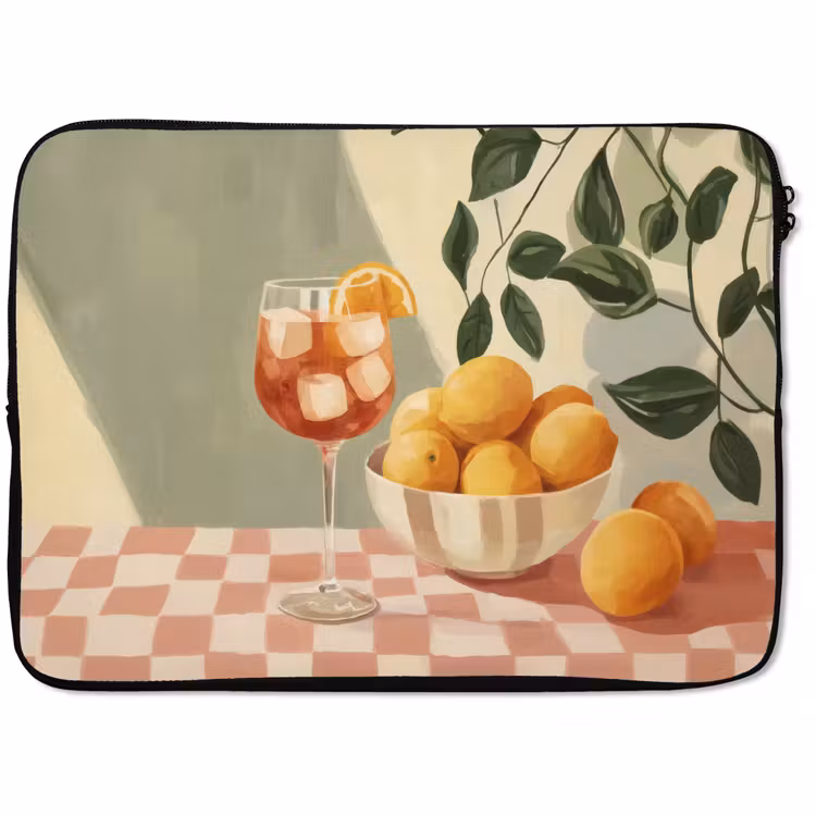 Laptophoes - Citroenen - Glas - Tafelkleed - Geblokt — 1