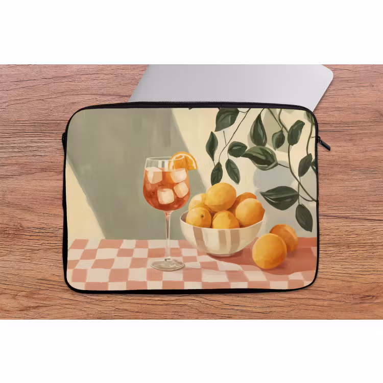 Laptophoes - Citroenen - Glas - Tafelkleed - Geblokt — 2