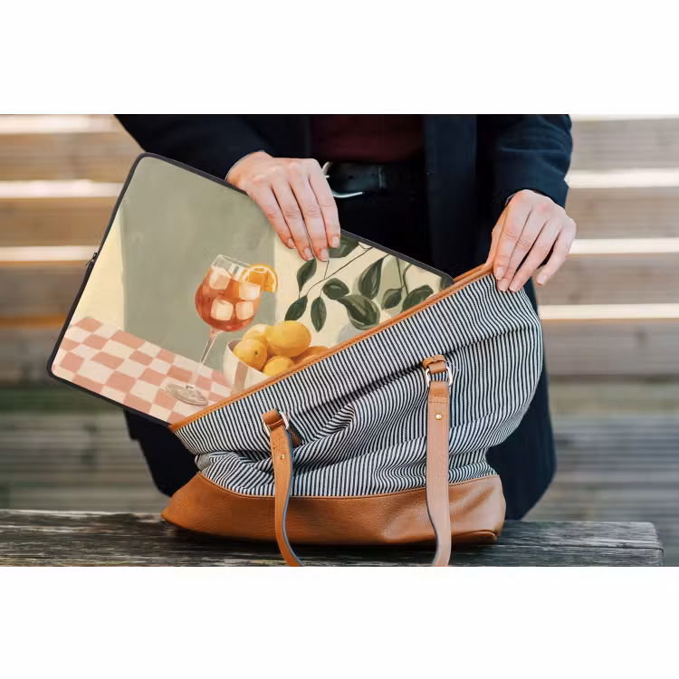 Laptophoes - Citroenen - Glas - Tafelkleed - Geblokt — 4