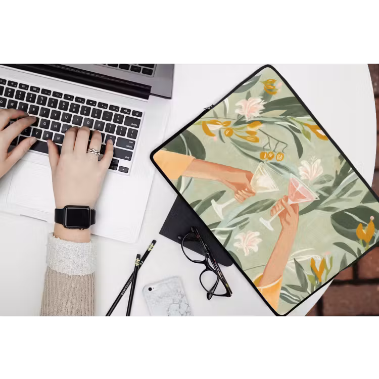 Laptophoes - Glazen - Proosten - Bladeren - Groen — 3