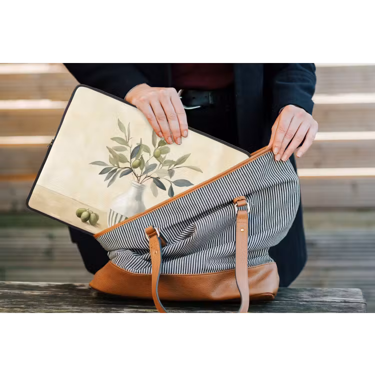Laptophoes - Vaas - Keramiek - Olijftakken — 4