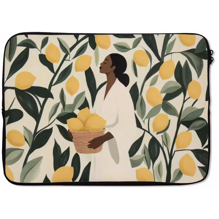 Laptophoes - Vrouw - Mand - Citroenen - Bladeren — 1