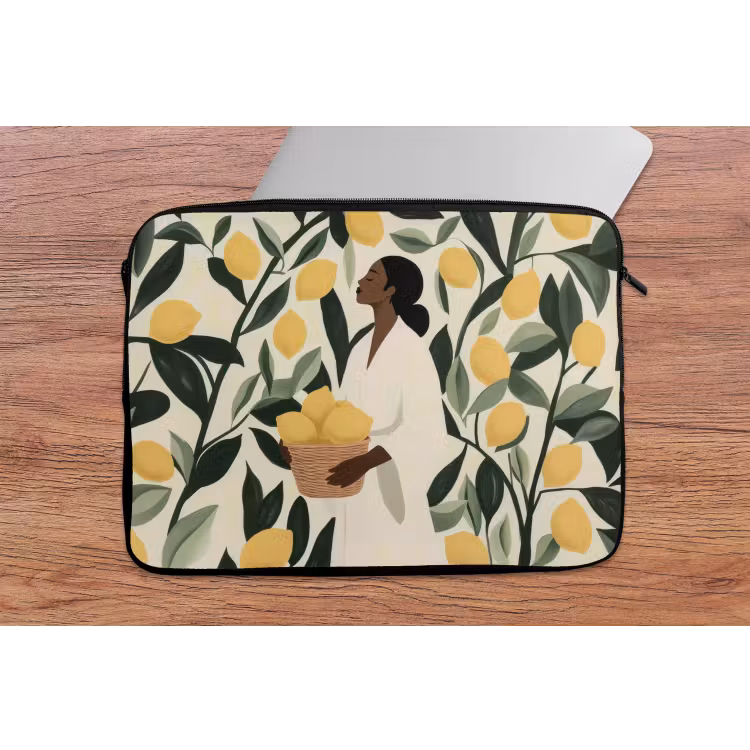 Laptophoes - Vrouw - Mand - Citroenen - Bladeren — 2