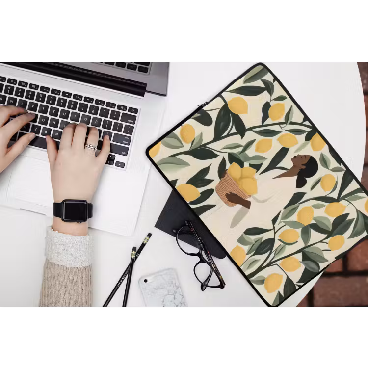Laptophoes - Vrouw - Mand - Citroenen - Bladeren — 3