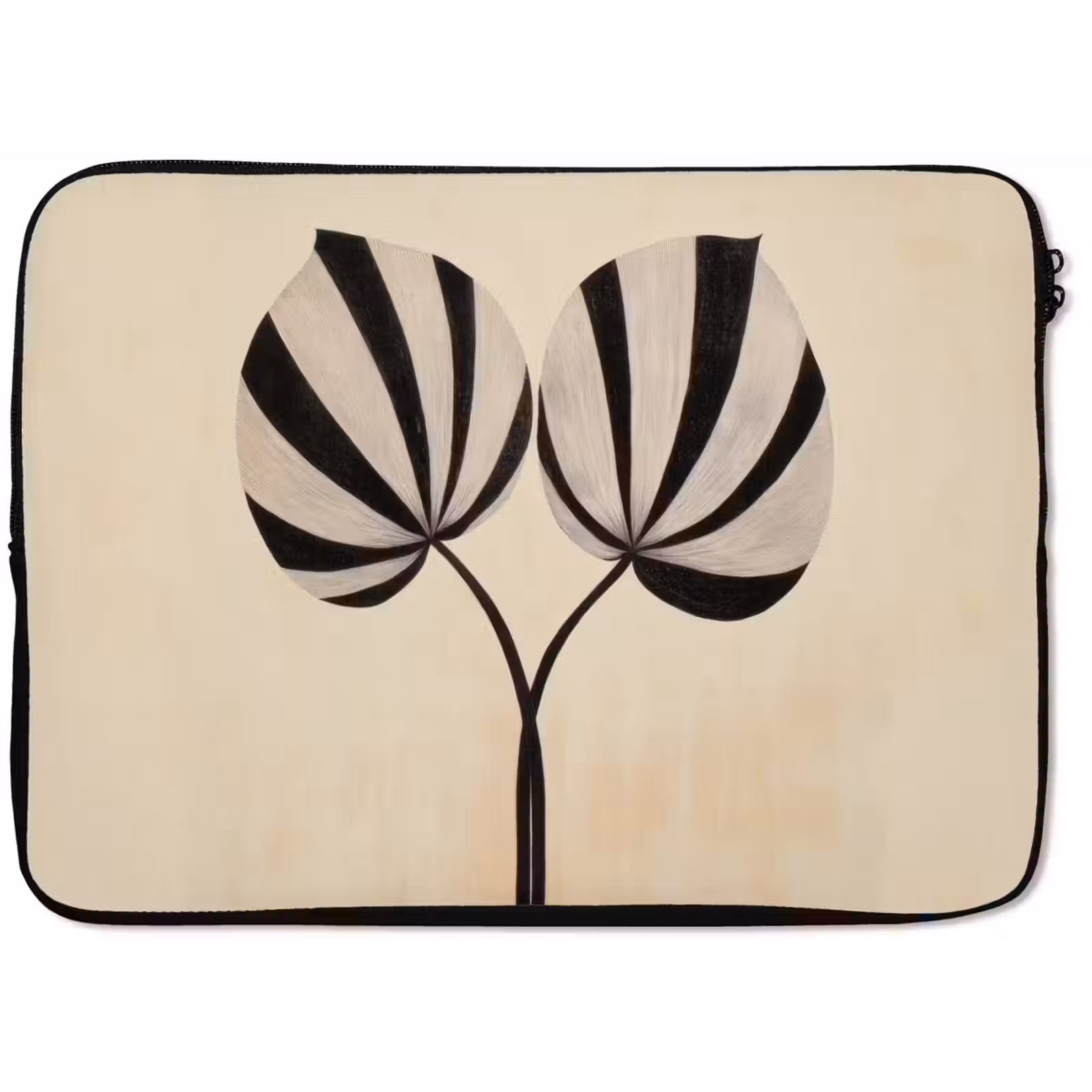 Laptophoes - Bladeren - Gestreept - Stengel - Beige — 1
