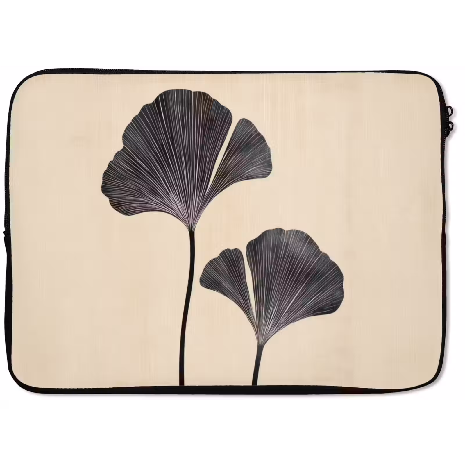 Laptophoes - Bladeren - Minimalistisch - Zwart — 1
