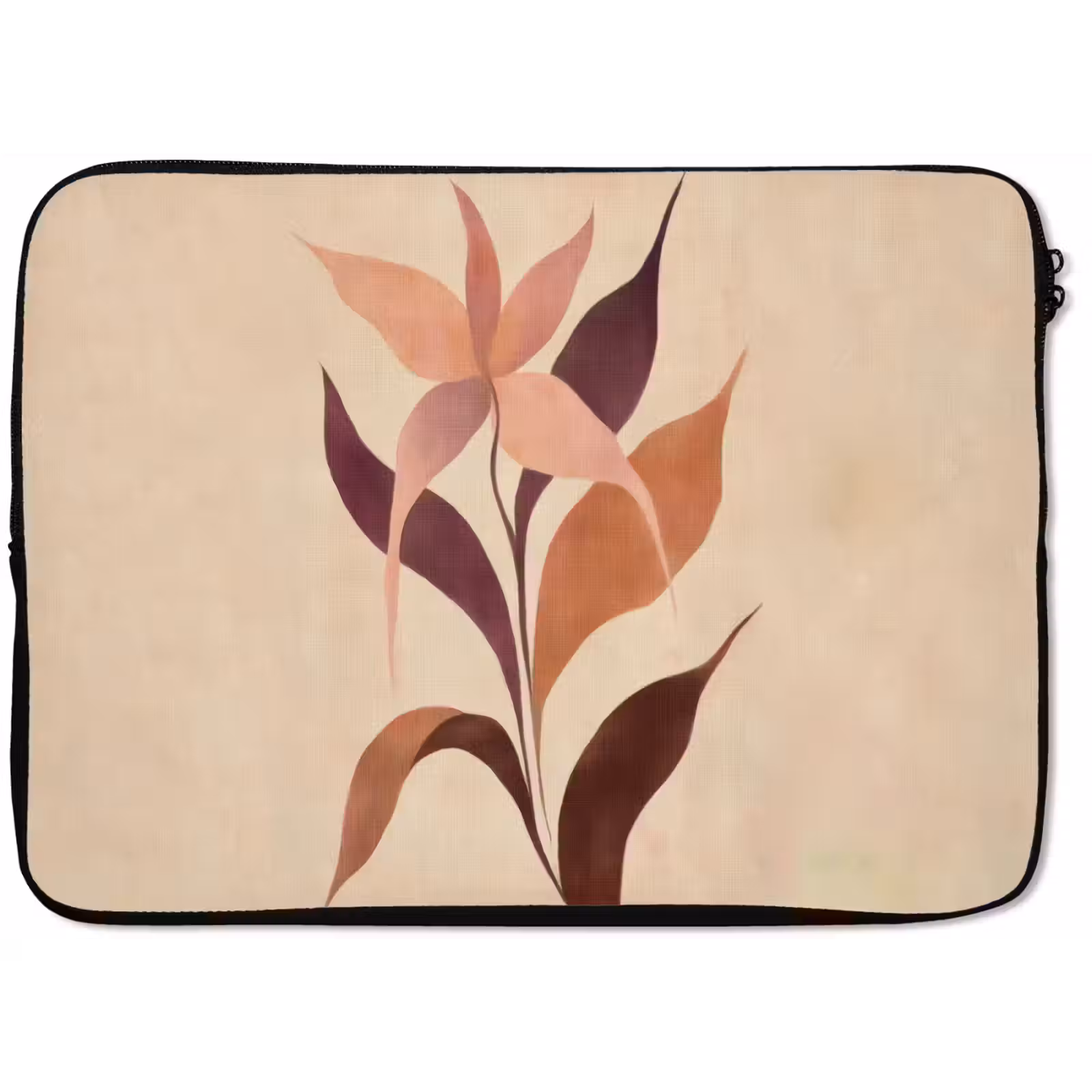 Laptophoes - Minimalistisch - Bloem - Bladeren - Beige — 1