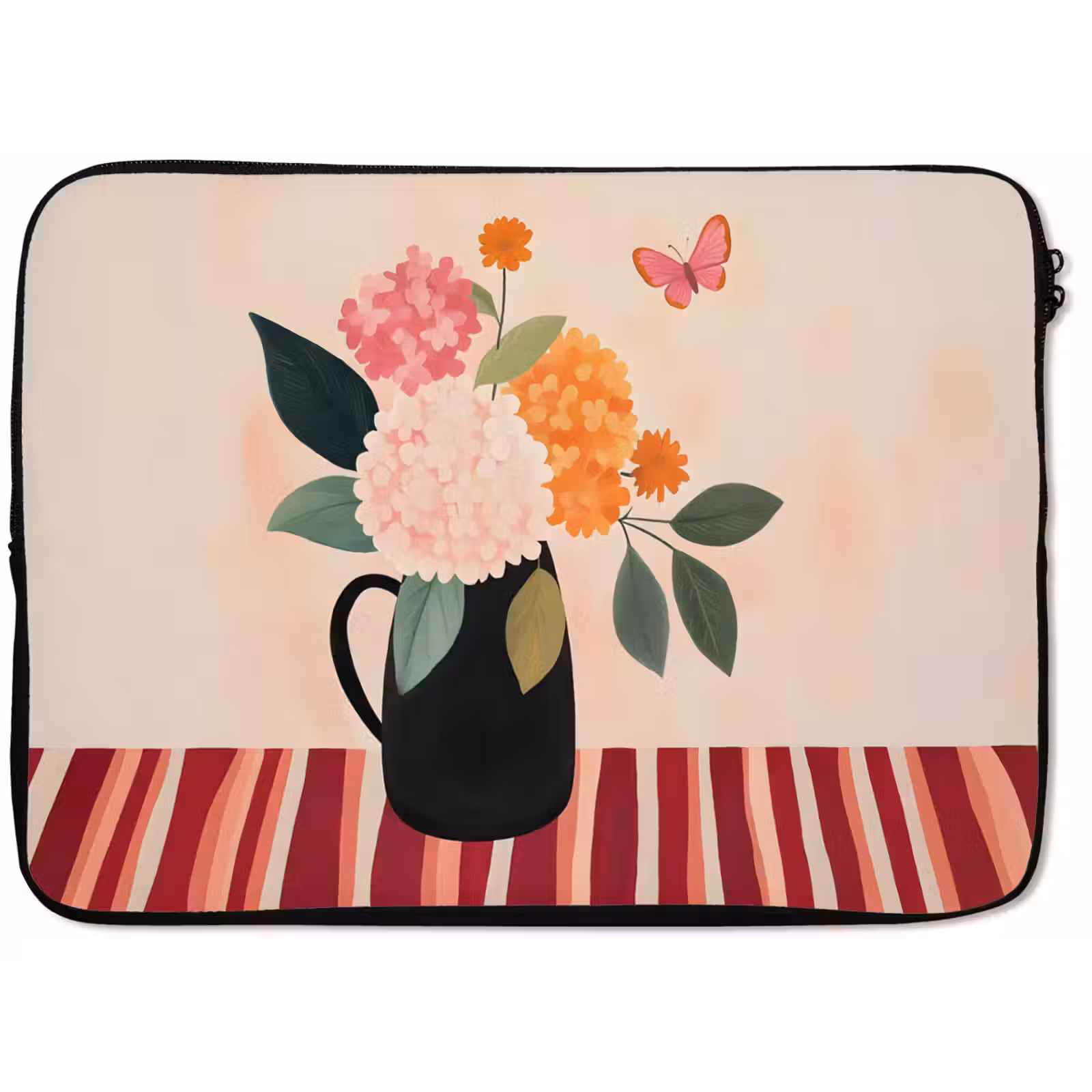 Laptophoes - Vaas - Bloemen - Vlinder - Rood — 1