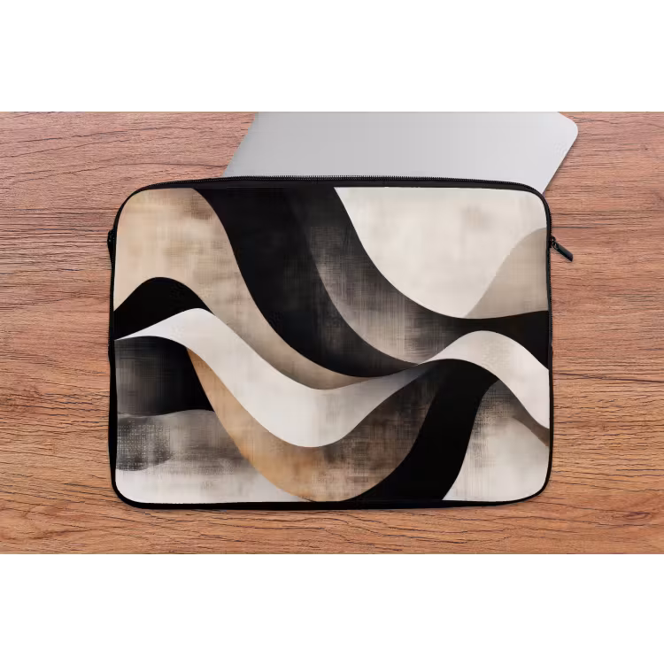 Laptophoes - Abstract - Golven - Zwart - Verweerd — 2