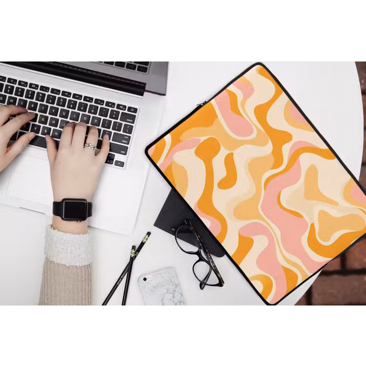 Laptophoes - Abstract - Golvend - Oranje — 3