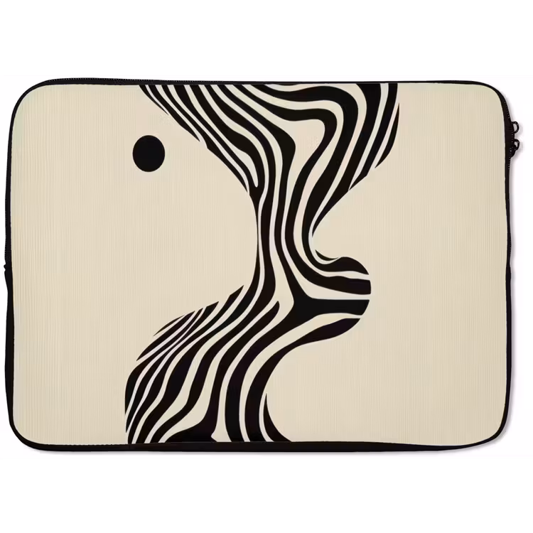 Laptophoes - Beige - Lijnen - Golvend - Abstract — 1