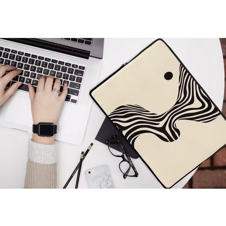 Laptophoes - Beige - Lijnen - Golvend - Abstract — 3