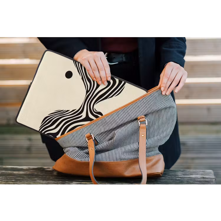 Laptophoes - Beige - Lijnen - Golvend - Abstract — 4