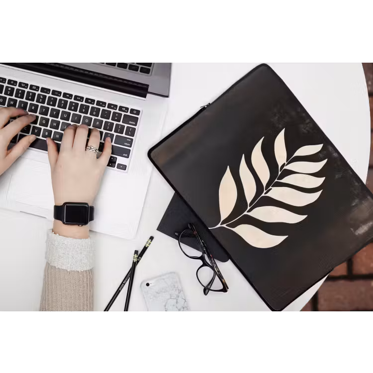 Laptophoes - Blad - Wit - Minimalistisch — 3