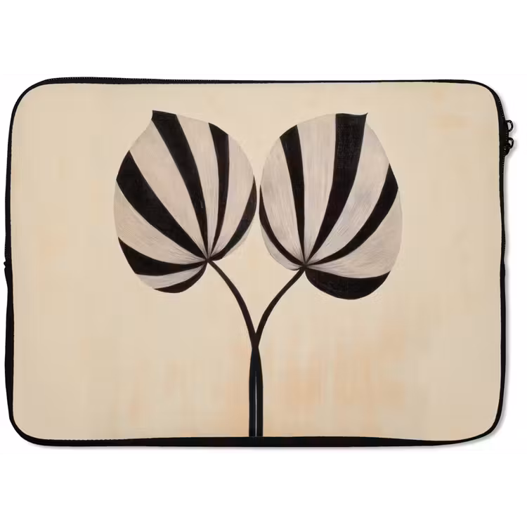 Laptophoes - Bladeren - Gestreept - Stengel - Beige — 1