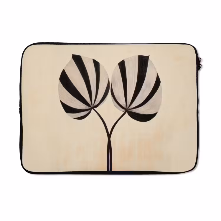 Laptophoes - Bladeren - Gestreept - Stengel - Beige — 5